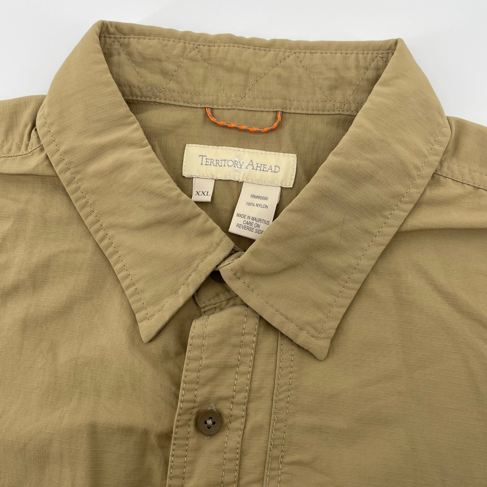 Territory Ahead Men's Xxl Tan Nylon Ripstop Short Sleeve Hiking Travel Shirt